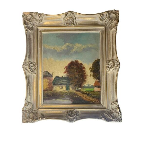 H. Wester Signed Oil on Board Framed Painting Holland Dutch Ornate Wood Frame - Picture 1 of 9